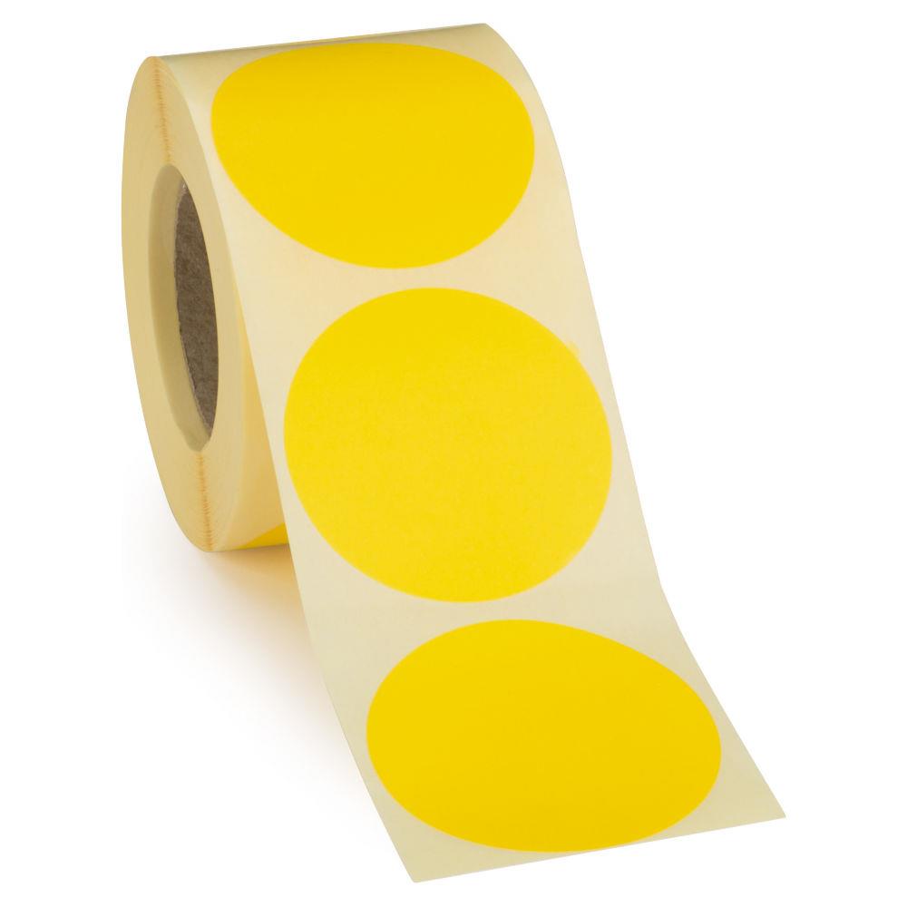 Pastille adhsive amovible en rouleau jaune 50 mm