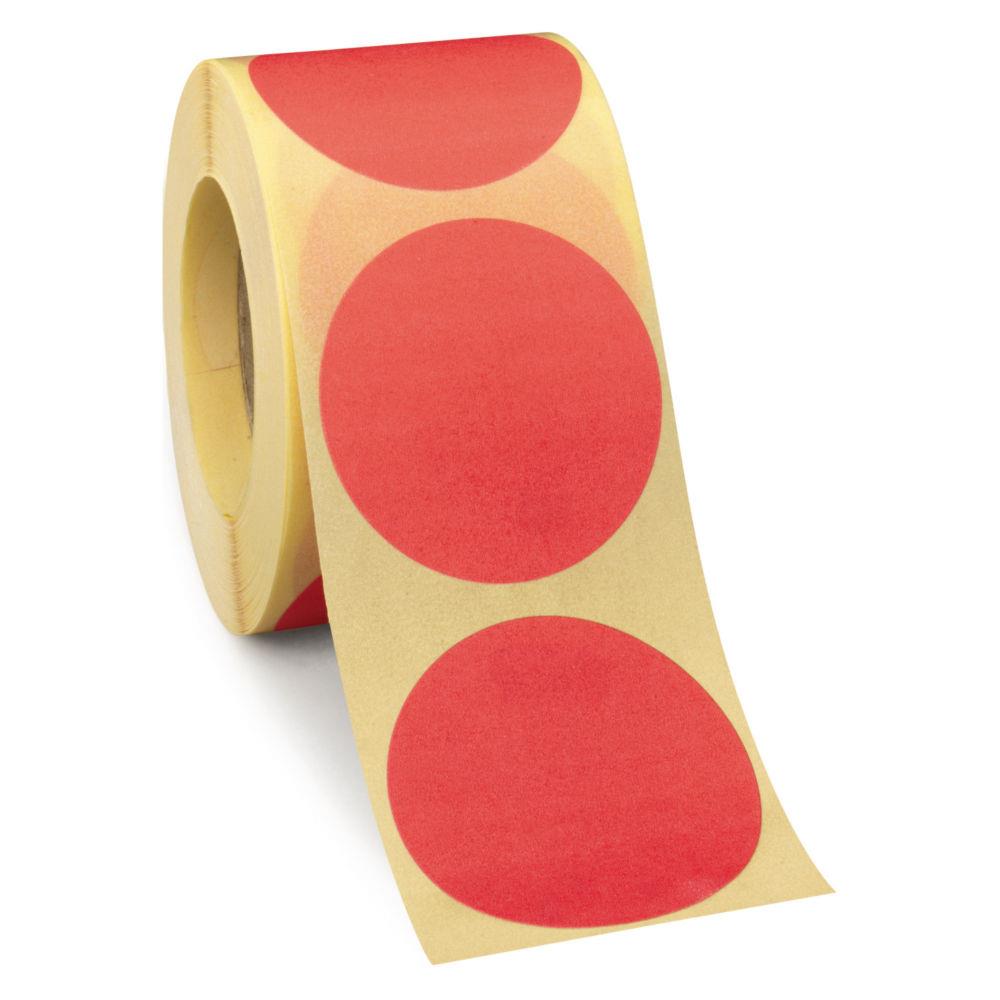 Pastille adhsive amovible en rouleau rouge 50 mm