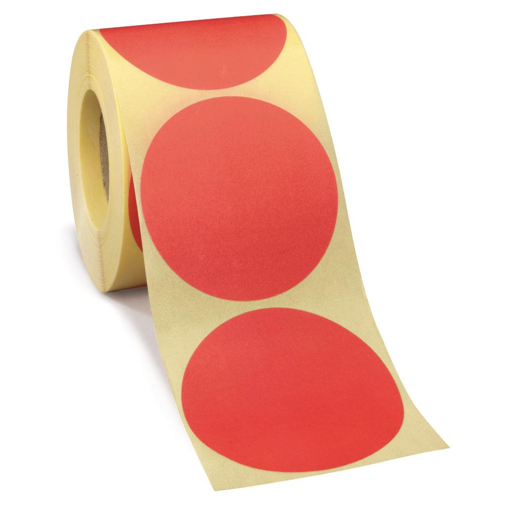 Pastille adhsive amovible en rouleau rouge 70 mm