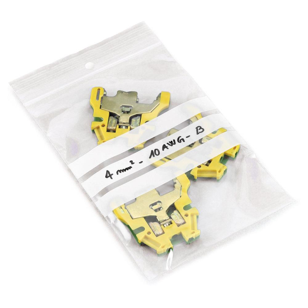 Sachet plastique zip transparent  bandes blanches 50 microns 16 x 25 cm