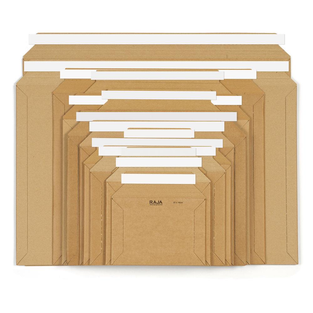 Pochette carton micro-cannel rigide brune  fermeture adhsive 53x43 cm