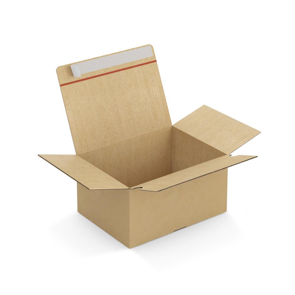Caisse carton brune simple cannelure montage instantan fermeture adhsive 31x23x16 cm