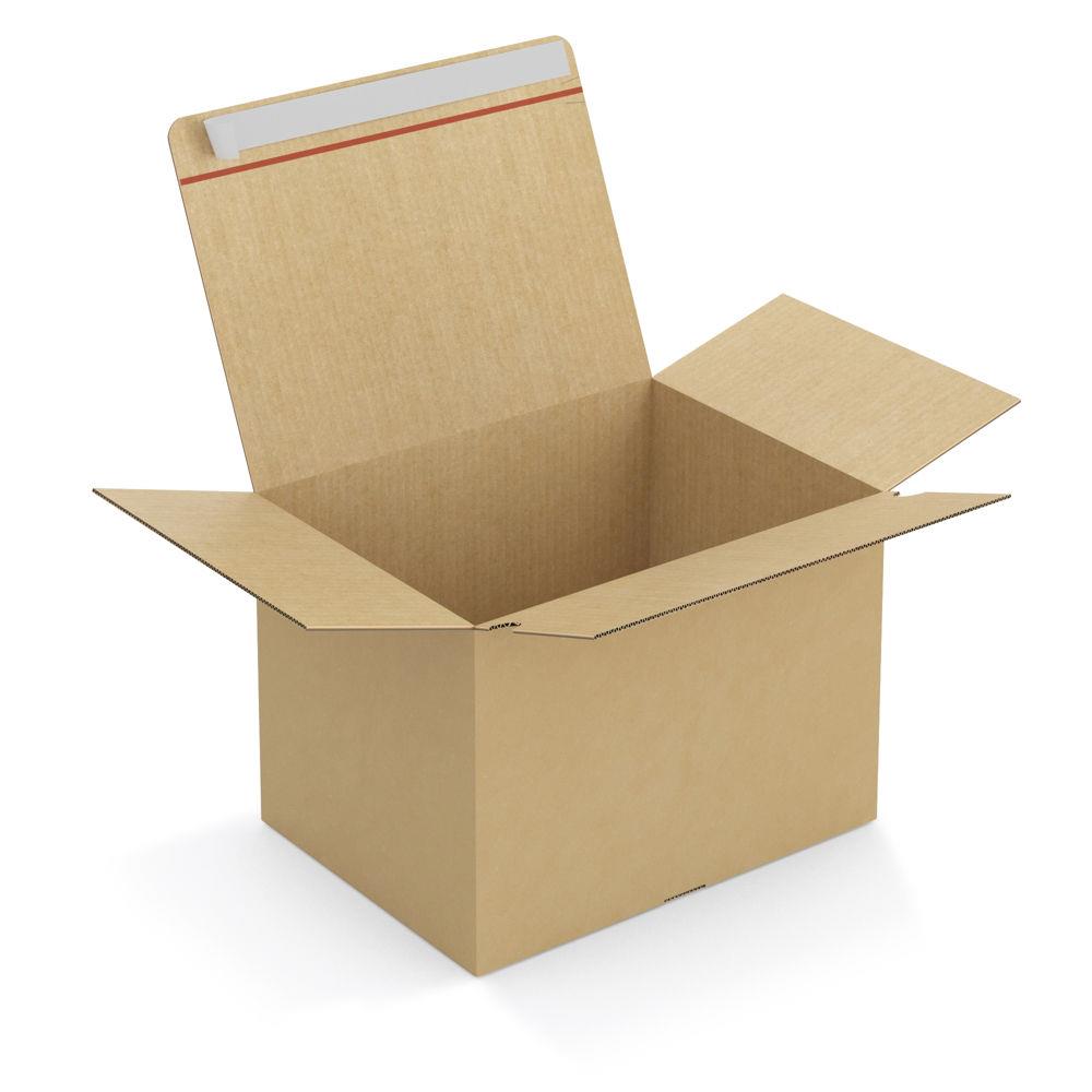 Caisse carton brune simple cannelure montage instantan fermeture adhsive 39x29x28 cm