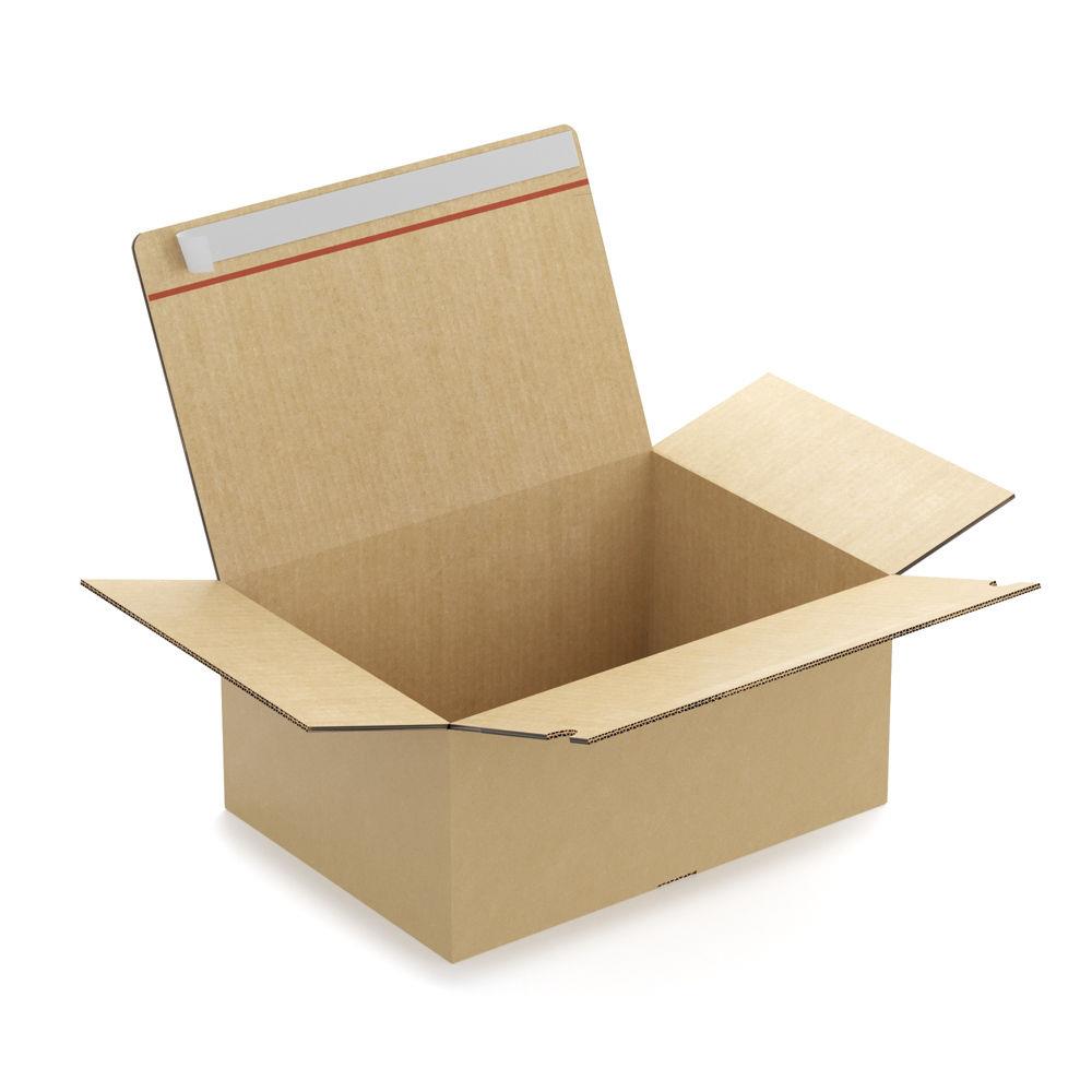 Caisse carton brune double cannelure montage instantan fermeture adhsive 43x31x20 cm