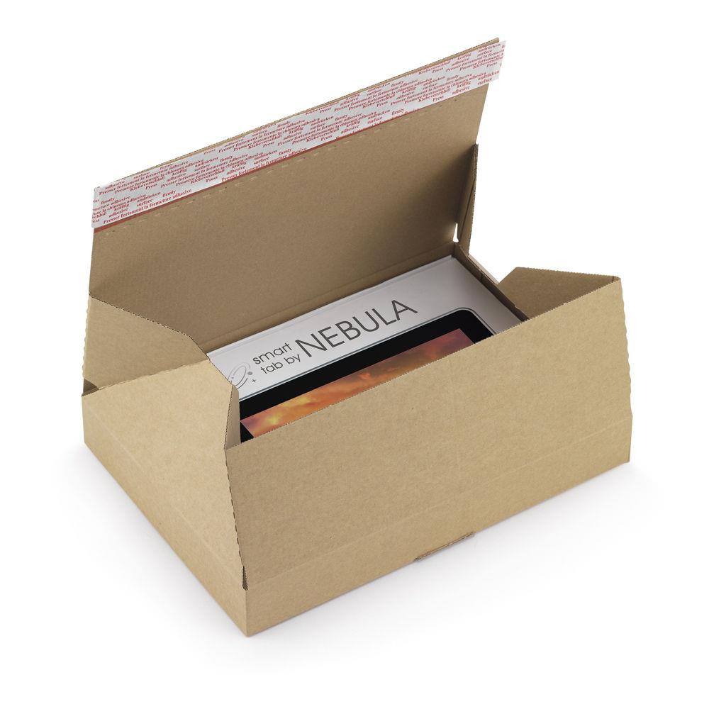 Caisse carton brune simple cannelure  montage instantan avec soufflets et fermeture adhsive  21,5x15,5x4,5