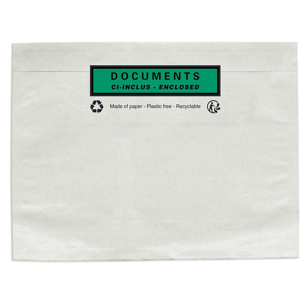 Pochette porte-documents adhsive en papier Documents ci-inclus 228 x 165 mm