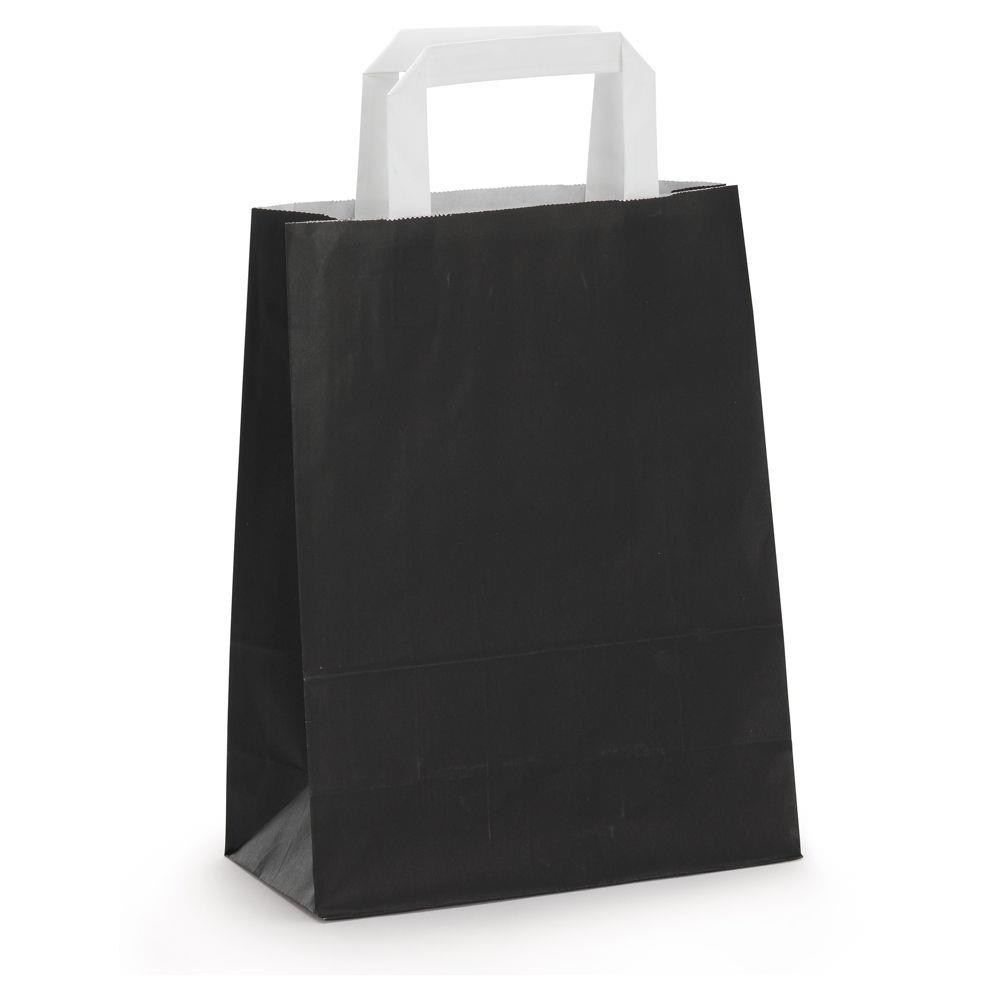 Sac kraft lumi�re noir � poign�es plates 22 x 28 x 10 cm