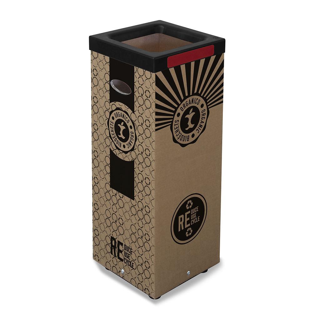 Poubelle carton de tri slectif pour le recyclage des biodchets 60L - Couvercle mtal Rouge