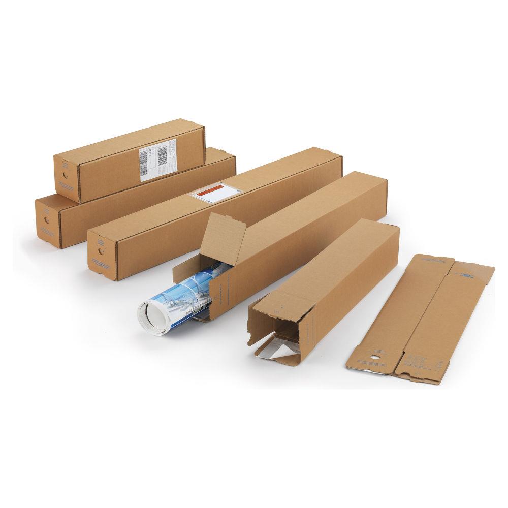 Tube carton carr brun  fermeture adhsive 105x500 mm