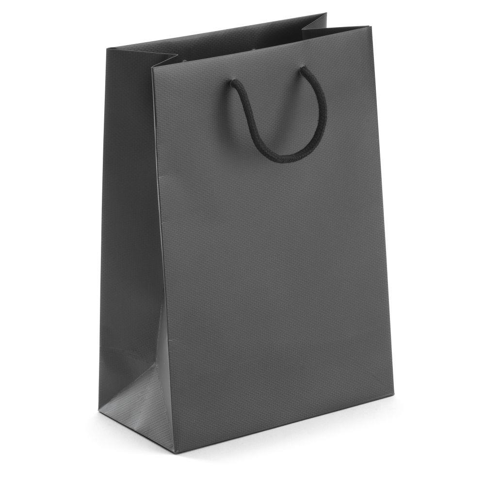 Sac pellicul mat noir effet relief  poignes cordelires 19 x 27 x 10 cm