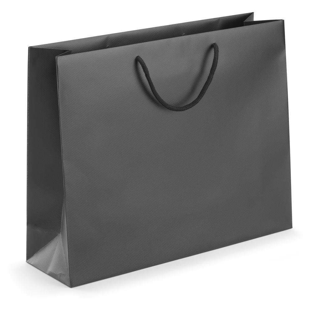 Sac pellicul mat noir effet relief  poignes cordelires 40 x 32 x 12 cm