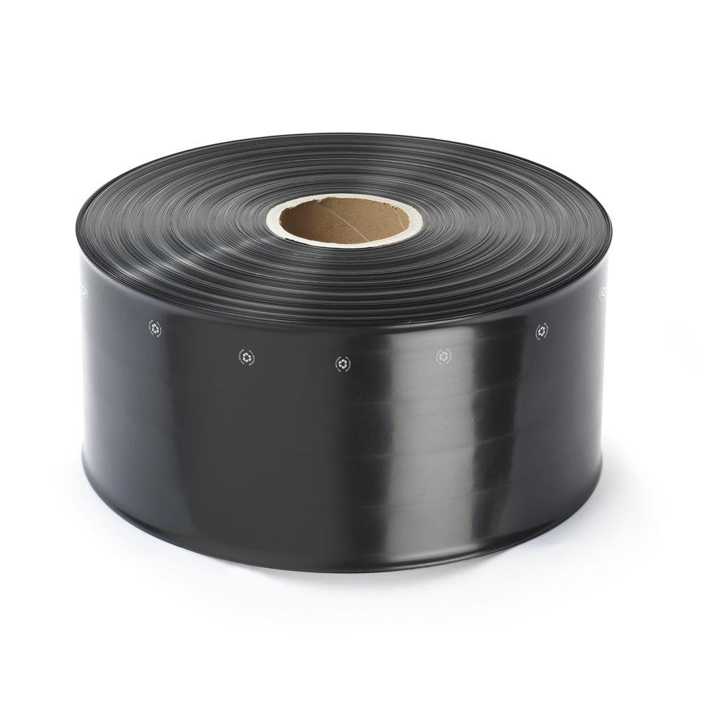 Gaine plastique 50% recycl noire opaque 100 microns 140 mm x 350 m