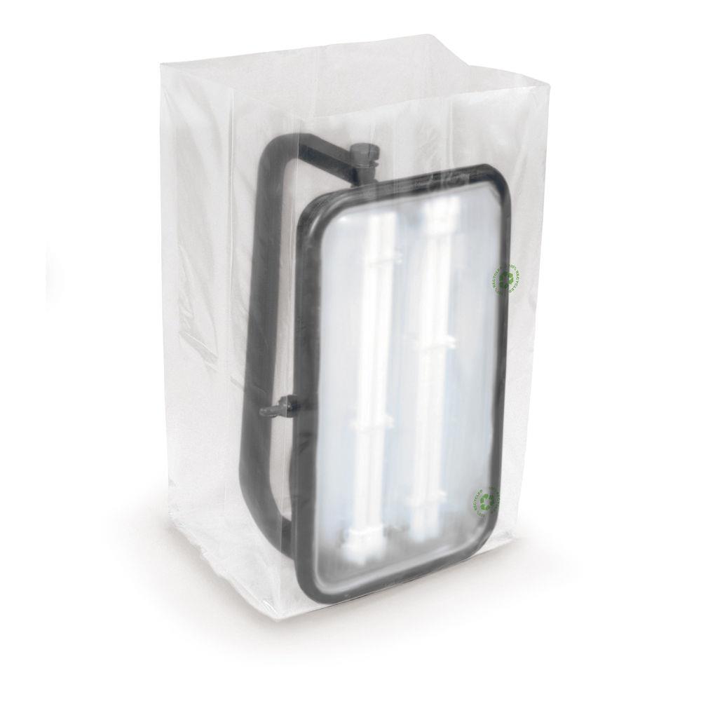 Sachet plastique recycl  soufflets transparent 50 microns 30 x 50 x 20 cm