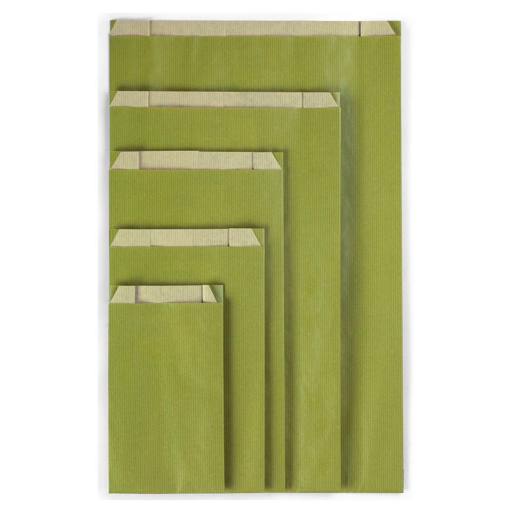 Pochette cadeau kraft vert olive 24 x 39 x 7,5 cm