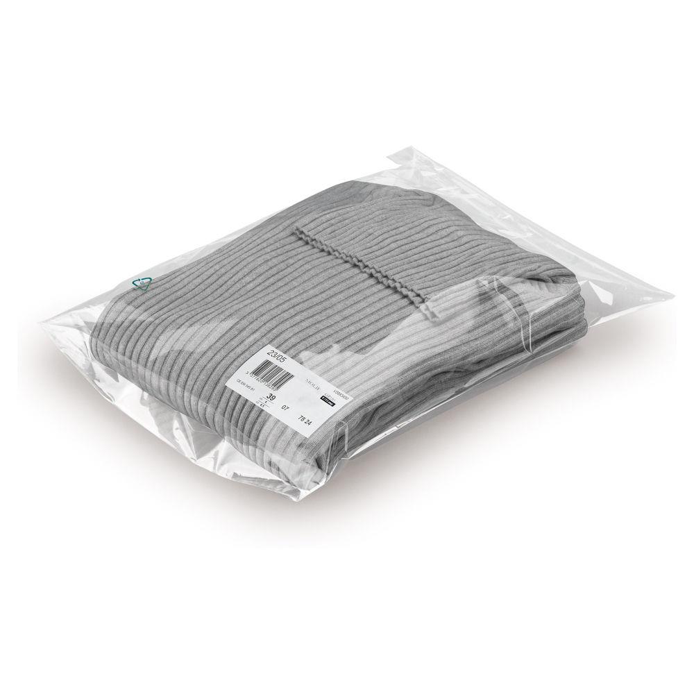 Sachet plastique transparent haute brillance  soufflet  fermeture adhsive 30x40 cm