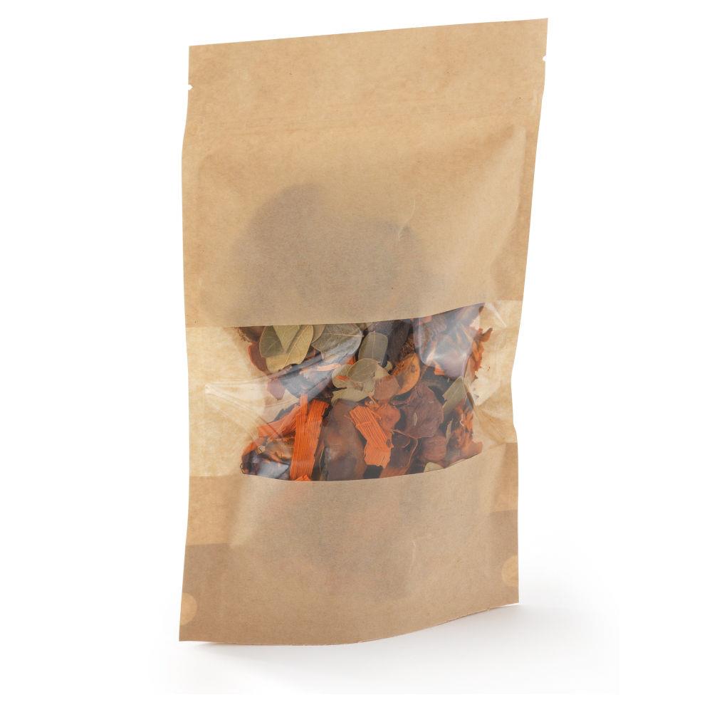 Sachet plastique zip kraft avec fentre transparente  soudures tanches 250ml