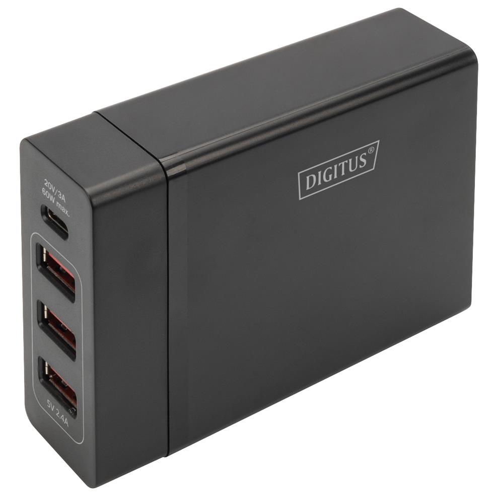 DIGITUS Adaptateur de charge universel USB, 4 ports, noir