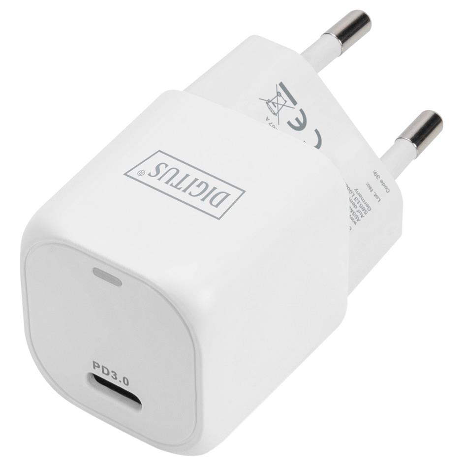 DIGITUS Mini Adaptateur de charge USB-C, 20 watts, blanc