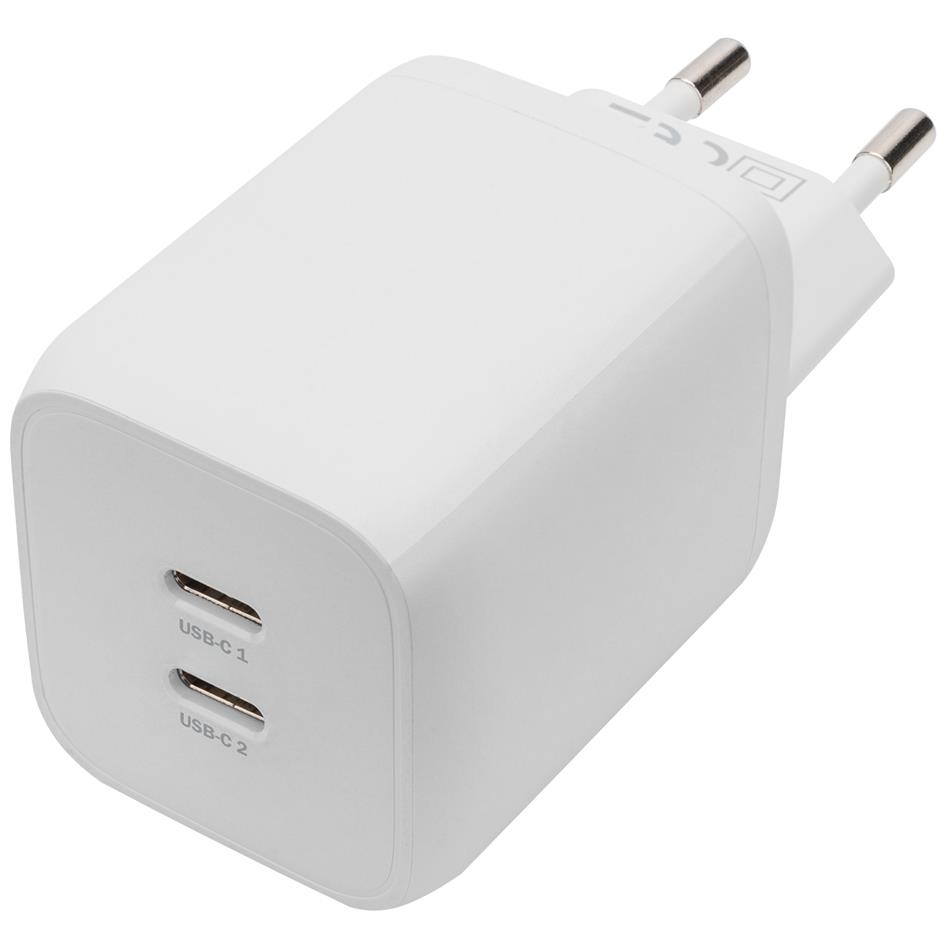 DIGITUS Chargeur USB, 2x USB-C, 65 watts, blanc