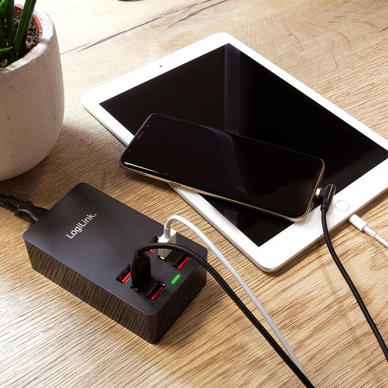 LogiLink Botier de chargement USB, 6 ports, 32 Watt, noir