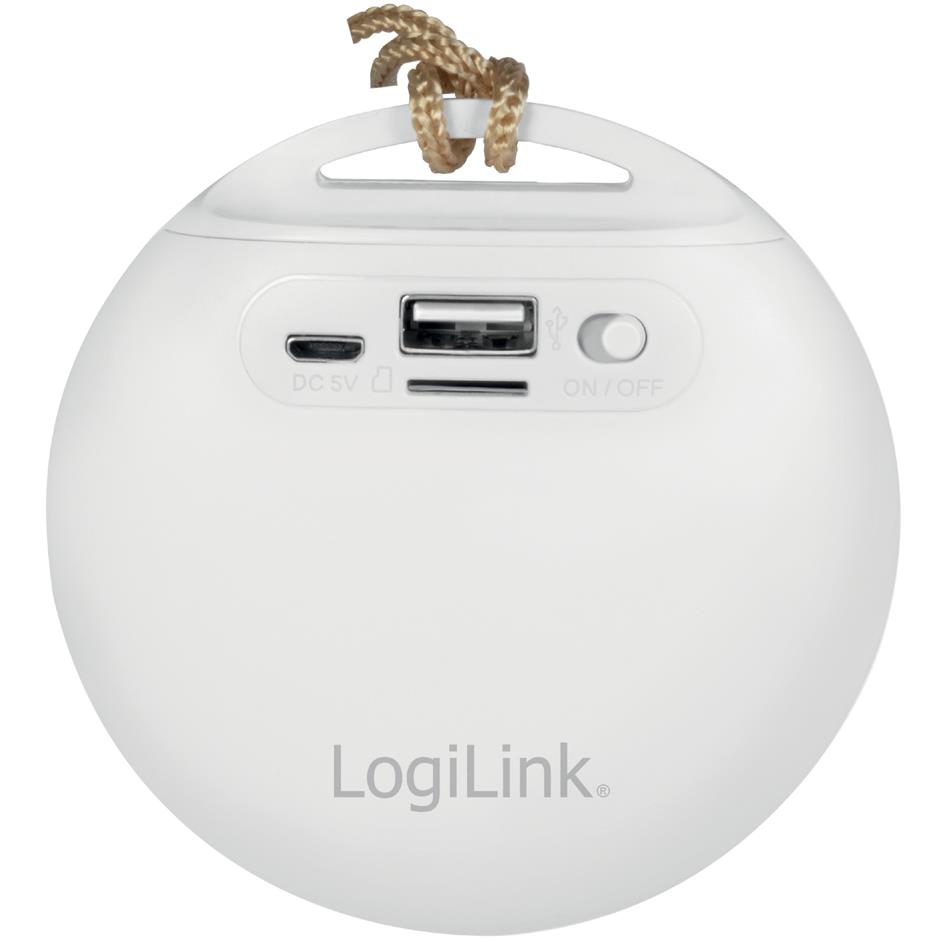 LogiLink Haut-parleur bluetooth V4.2, dragonne, blanc/gris