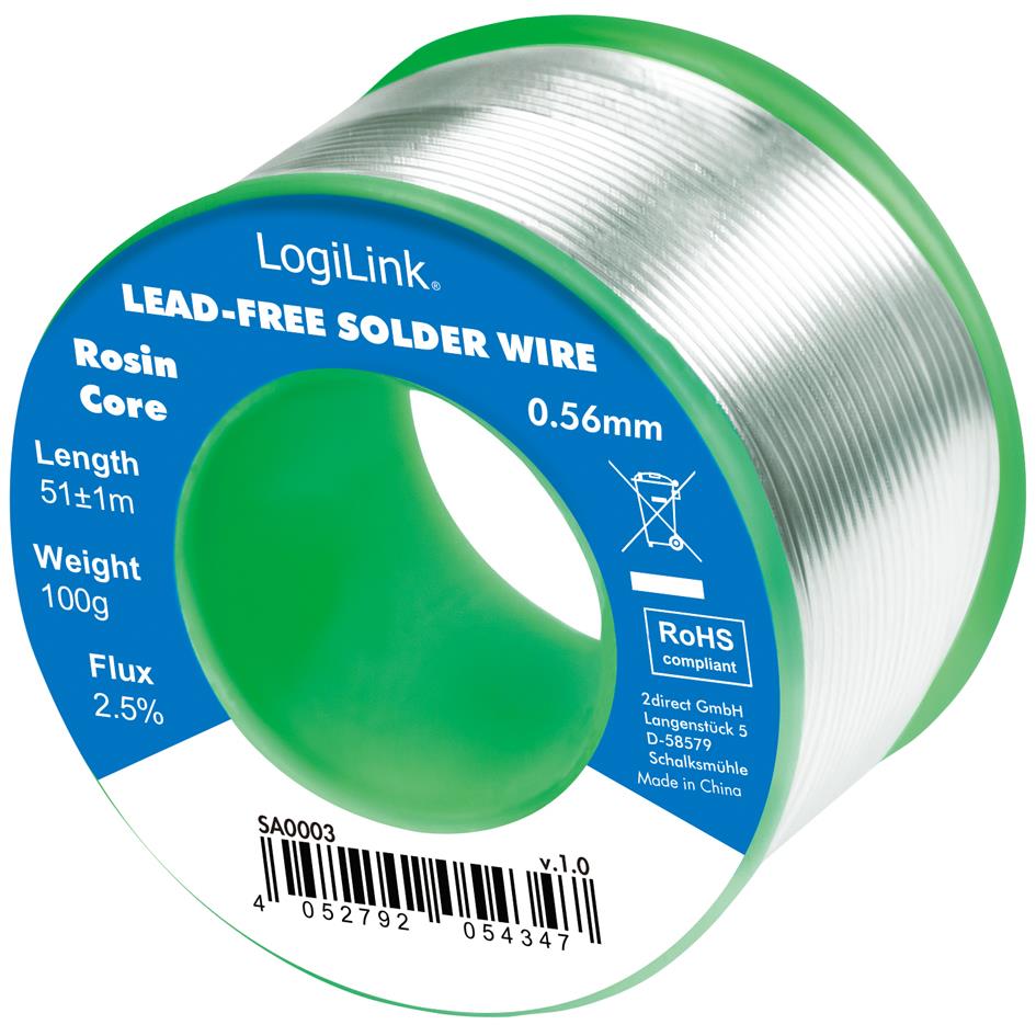 LogiLink Fil  souder, diamtre: 0,56 mm, cuivre 0,7%, 100 g