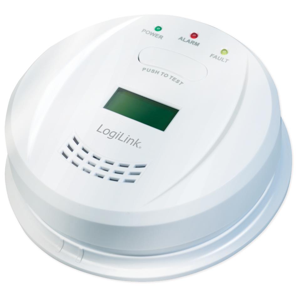 LogiLink Dtecteur de monoxyde de carbone, cran LCD, blanc