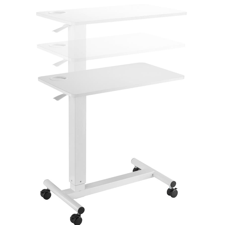 LogiLink Table de lit � roulettes � v�rin � gaz, blanc