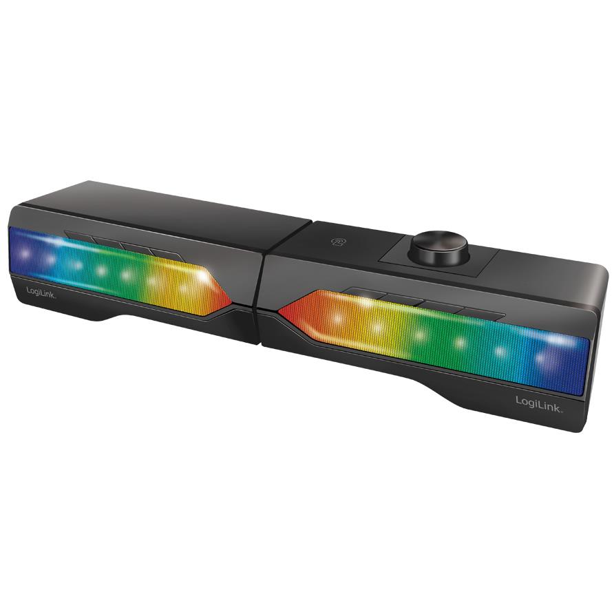 LogiLink Barre de son mobile avec lumire de fte, noir