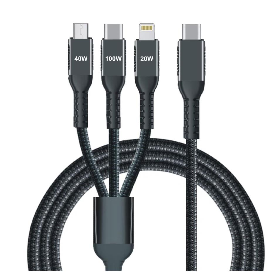 IWH Cble de charge 3 en 1, USB-A-Lightning/Micro USB/USB-C