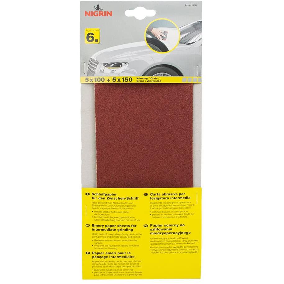 NIGRIN Papier meri, ponage intermdiaire, grain P100/150