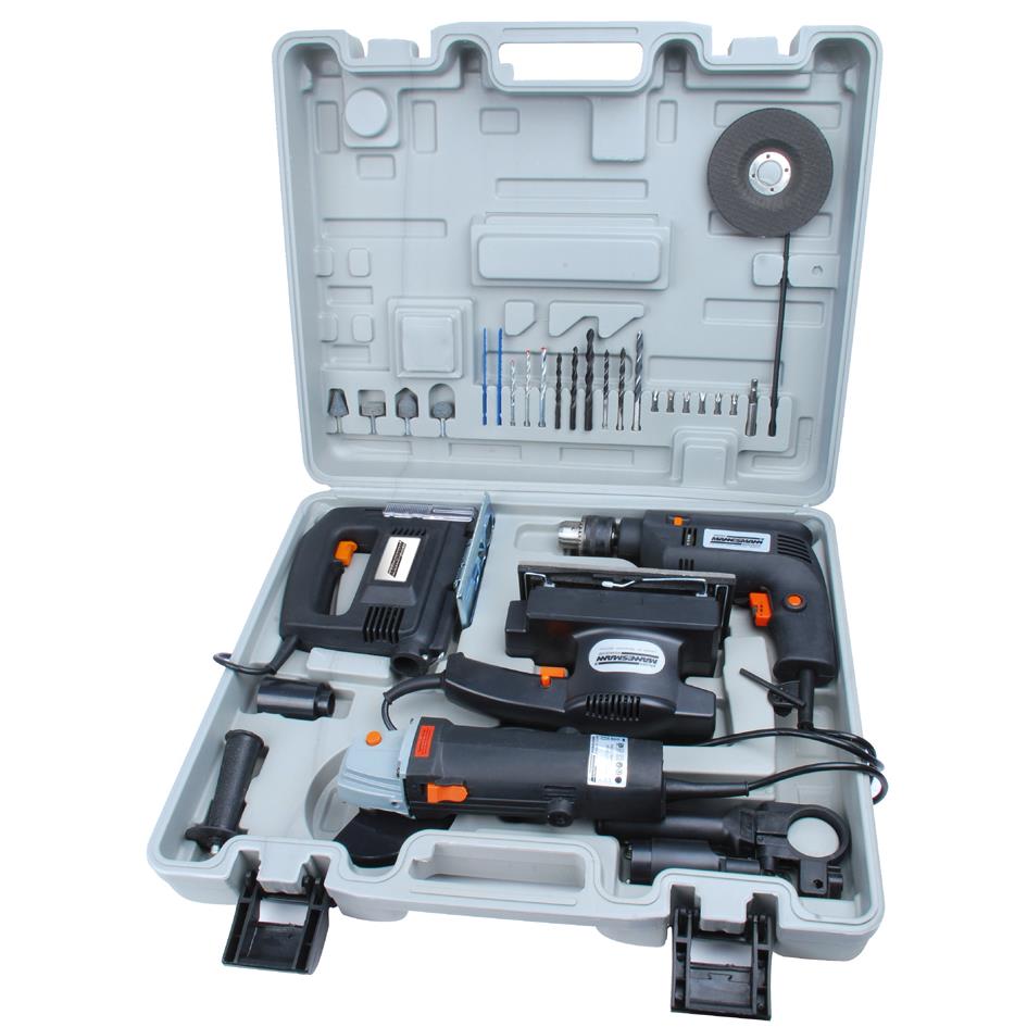 BRDER MANNESMANN Kit d'outils lectroportatifs, 4 pices