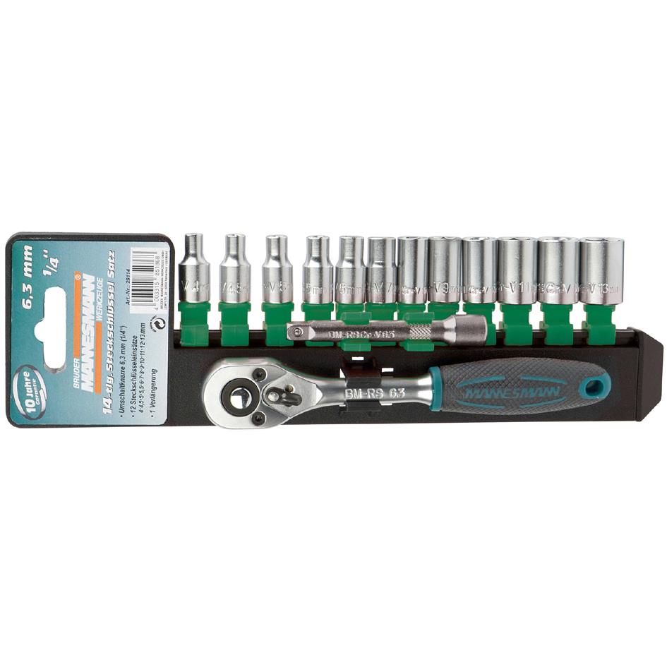 BRDER MANNESMANN Jeu de cls  douille 1/4', 14 pices