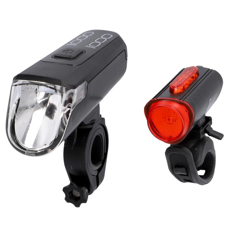 FISCHER Kit d'clairage LED USB pour vlo TWIN, rechargeable