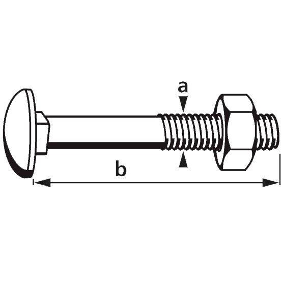 suki. Boulon de carrosserie, tte bombe, M5x40/18 mm
