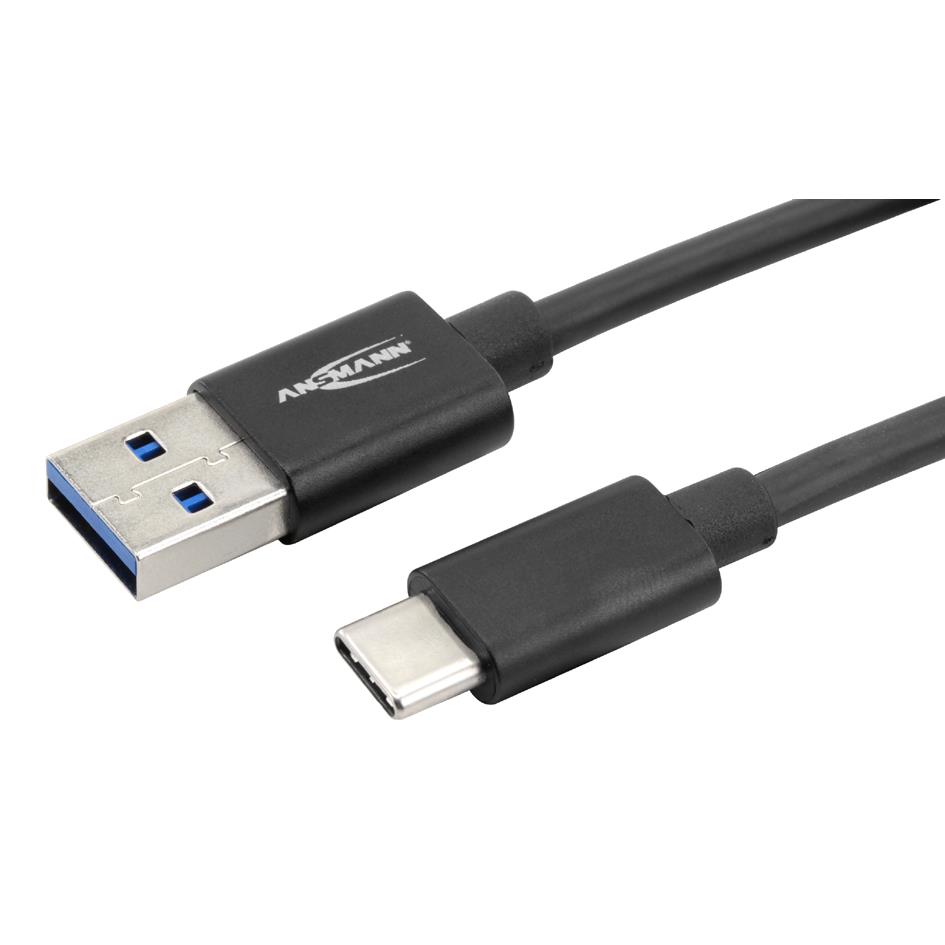 ANSMANN Cble de donnes & de charge, USB-A - USB-C, noir