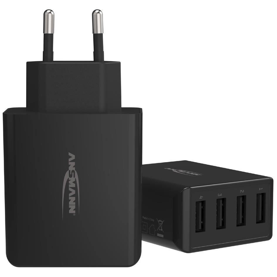 ANSMANN Chargeur USB Home Charger HC430, 4x port USB, noir