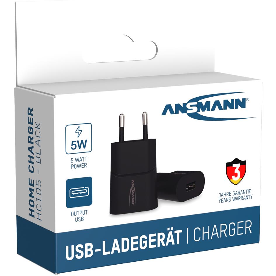 ANSMANN Chargeur USB Home Charger HC105, port USB, noir