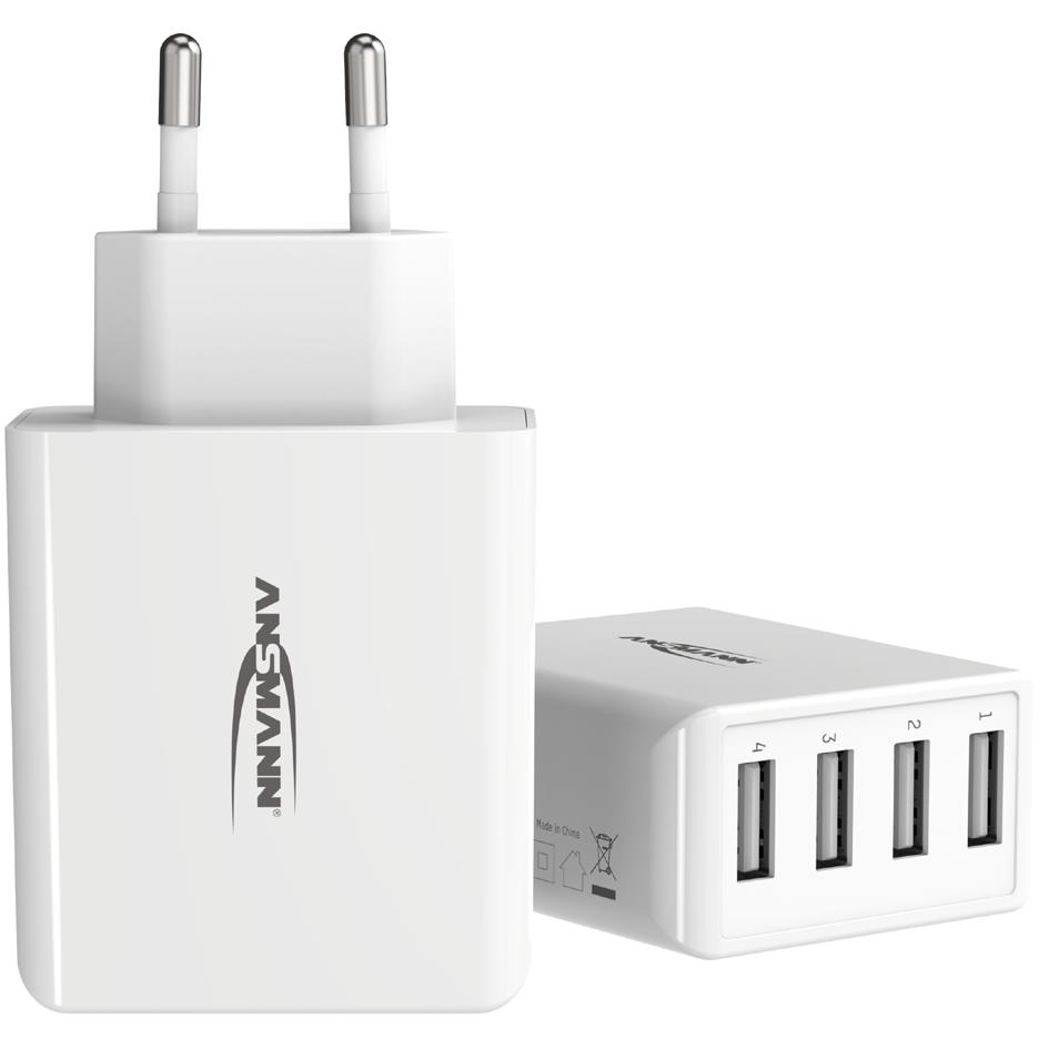 ANSMANN Chargeur USB Home Charger HC430, 4x port USB, blanc