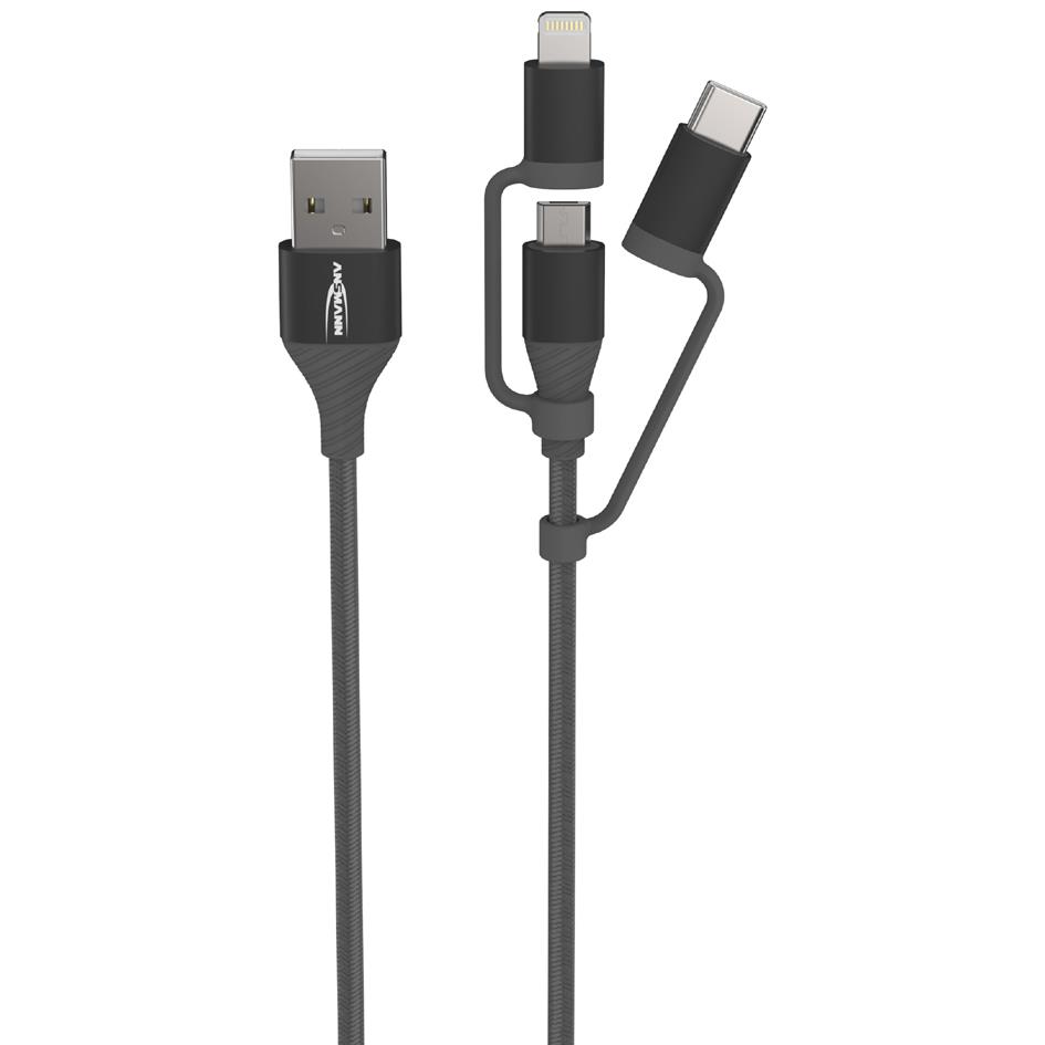 ANSMANN Cble 3en1 de charge & de donnes, Lightning/USB-C/