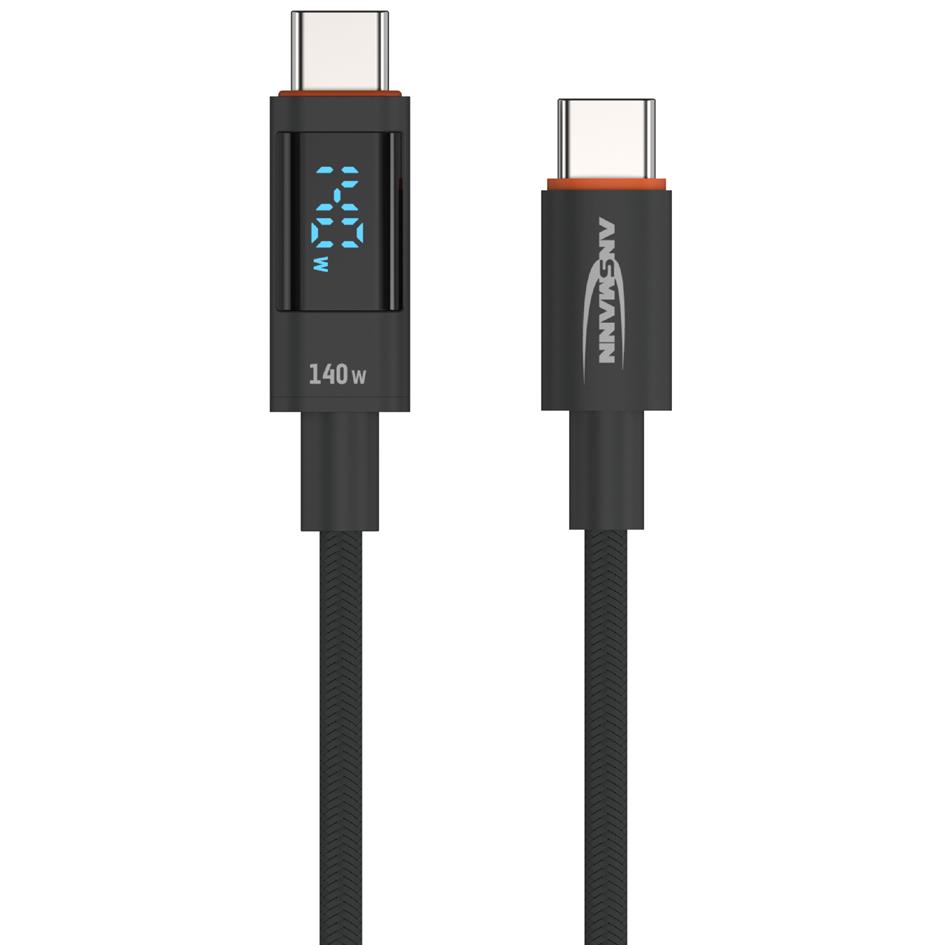 ANSMANN Cble donnes & charge avec cran, anthracite, 1,2 m