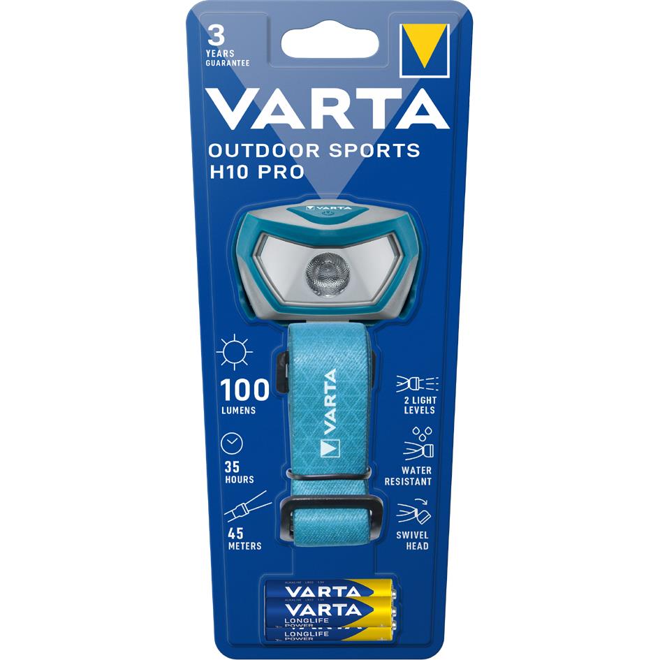 VARTA Lampe frontale LED 'Outdoor Sports H10 Pro', bleu/gris