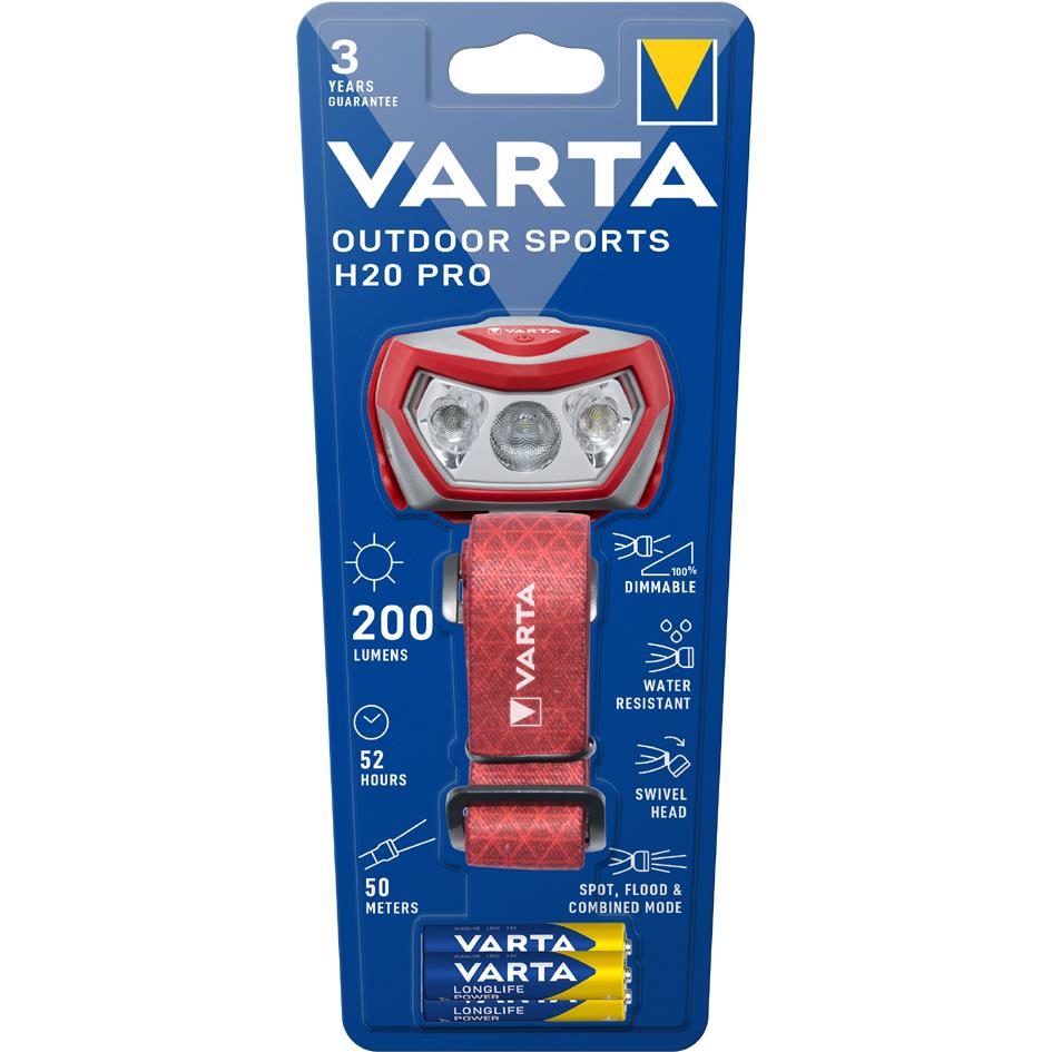 VARTA Lampe frontale LED 'Outdoor Sports H20 Pro',rouge/gris