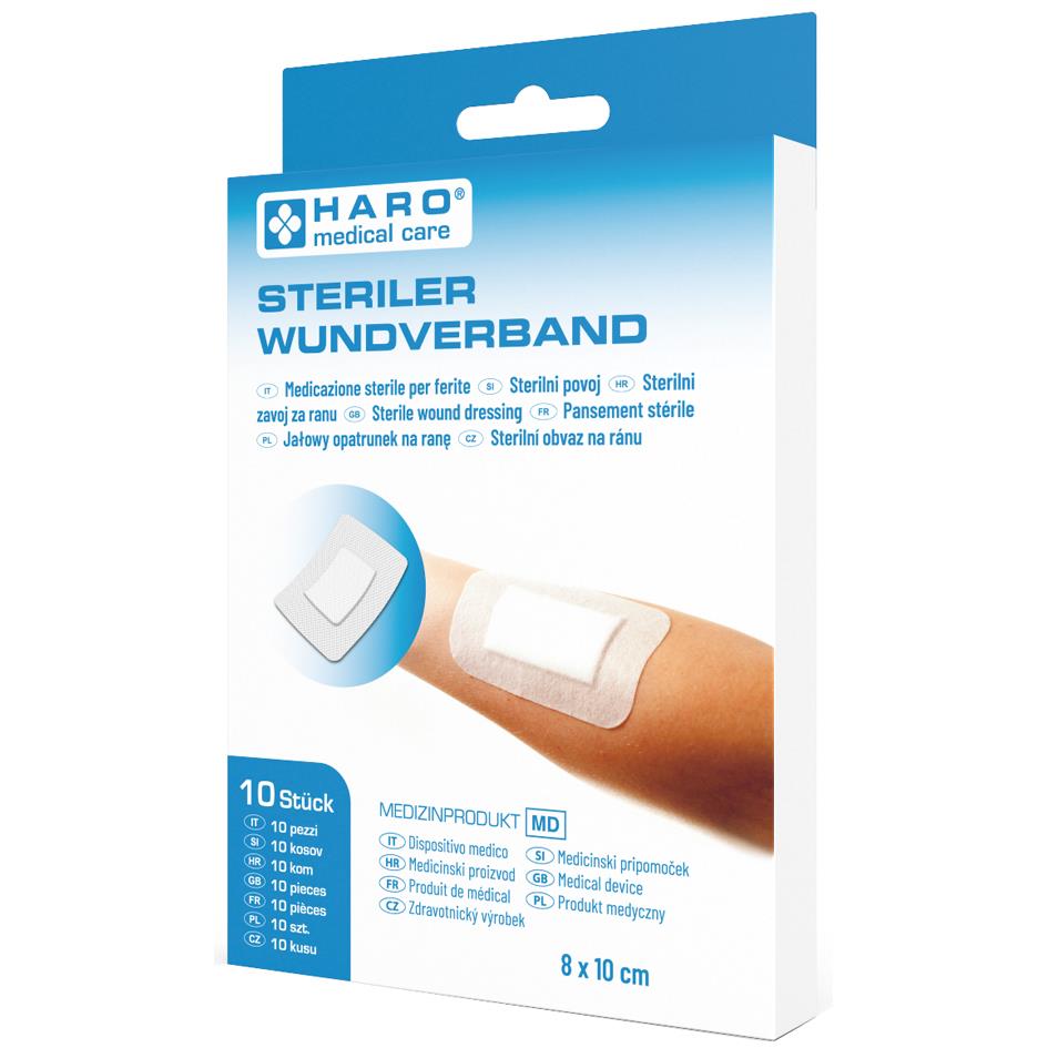 HARO Pansement strile, 80 x 100 mm, blanc