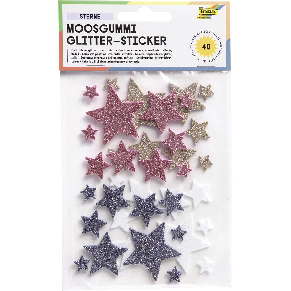 folia Sticker en mousse  paillettes Etoiles I, assorti