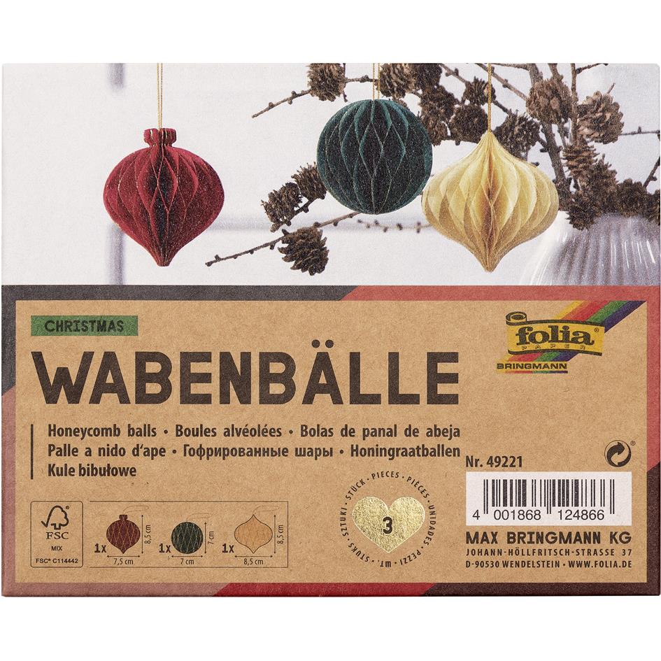 folia Boule alvole CHRISTMAS, set de 3 boules