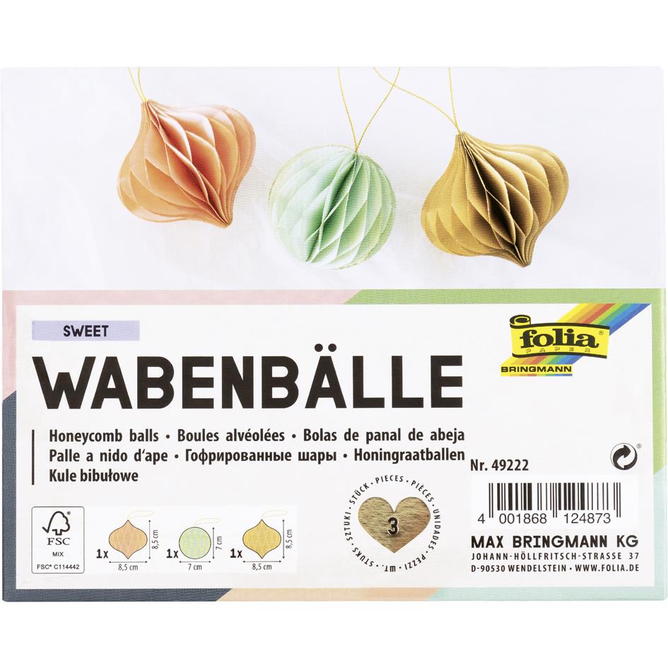 folia Boule alvole SWEET, set de 3 boules