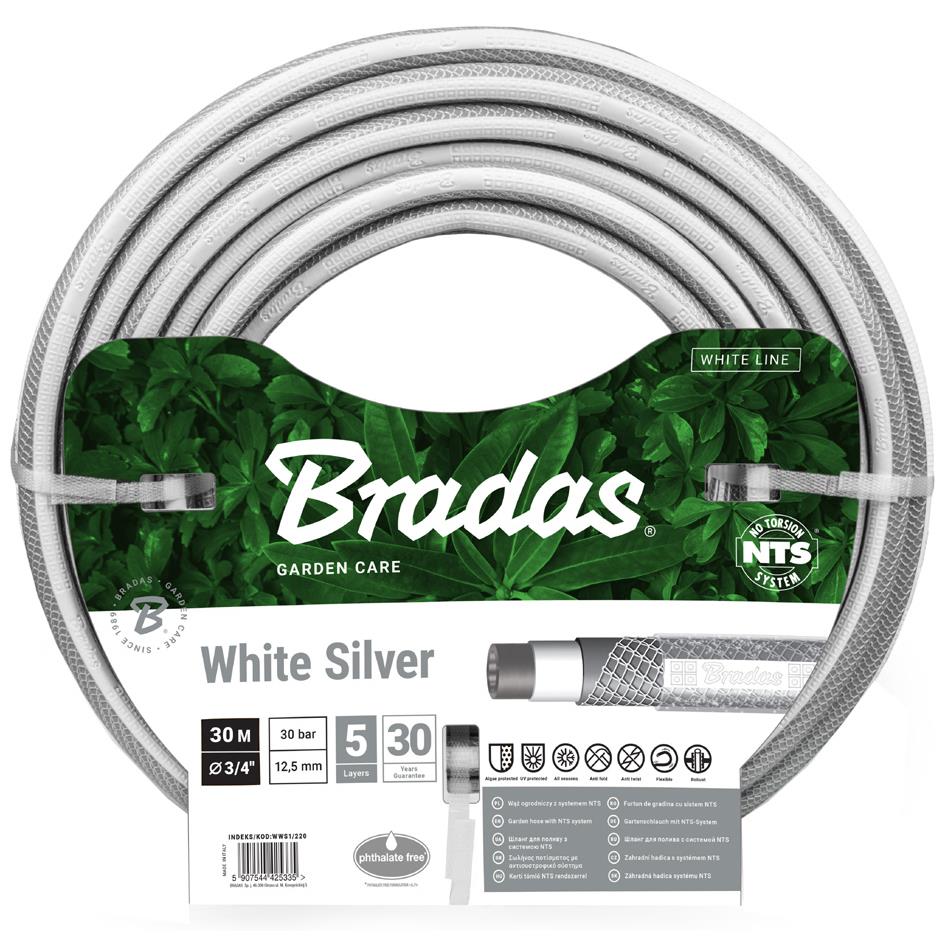 Bradas Tuyau d'arrosage NTS WHITE SILVER, 1/2', 50 m