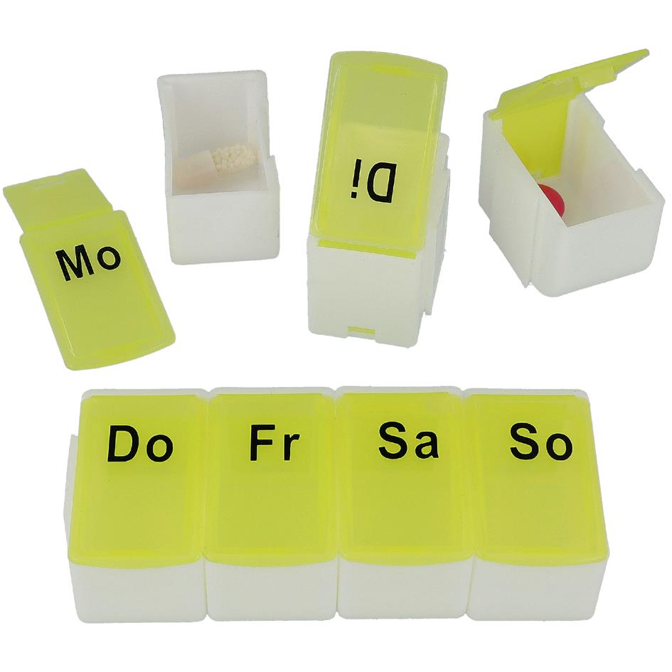 FIRST AID ONLY Pilulier semainier, plastique, blanc/vert