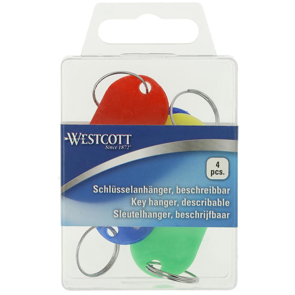 WESTCOTT Porte-cl avec anneau, pack de 10, assorti